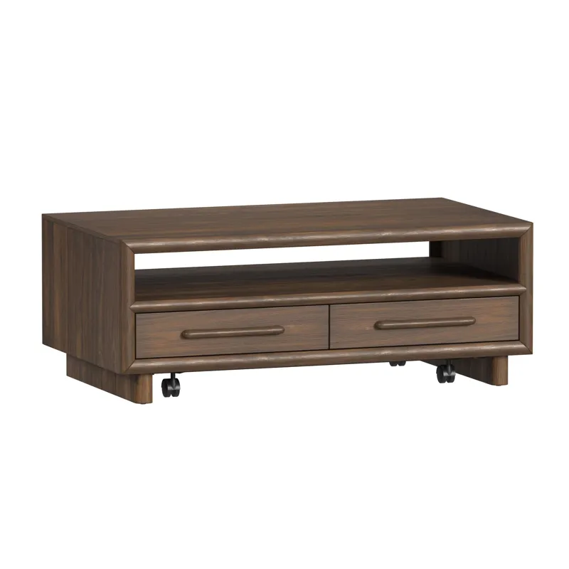 Brisbane 4-Drawer Coffee Table with Casters in Brown
