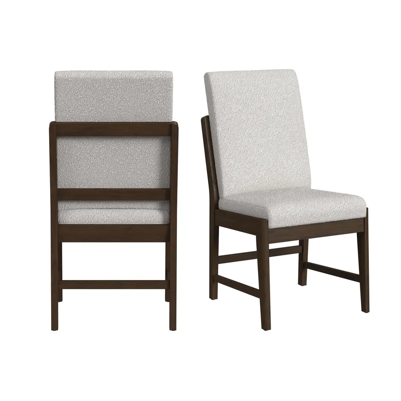 Brisbane Dining Side Chair with Boucle Beige Fabric in Brown (2 Per Carton)