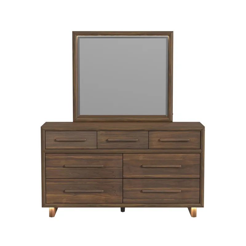 Brisbane Dresser and Mirror Set with LED in Brown
