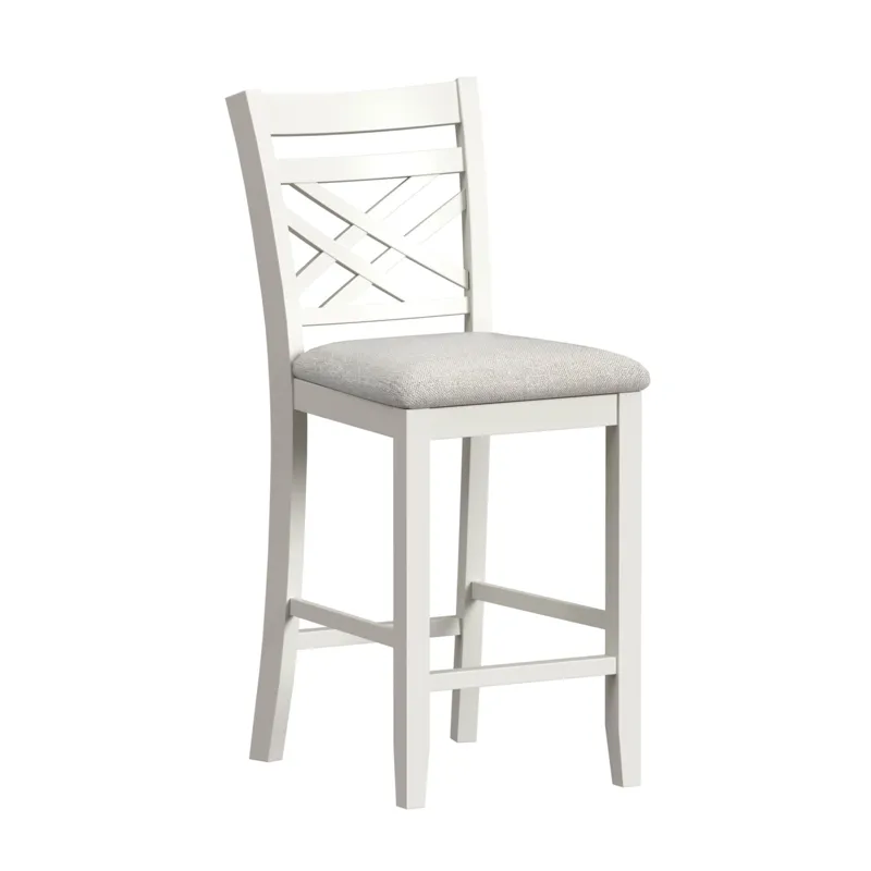 Brooks 5PC Counter Set with Table and 4 UPH Seat & Wood Back Chairs in Medium Brown & White