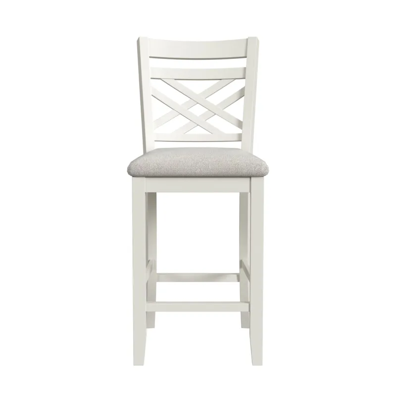 Brooks 5PC Counter Set with Table and 4 UPH Seat & Wood Back Chairs in Medium Brown & White