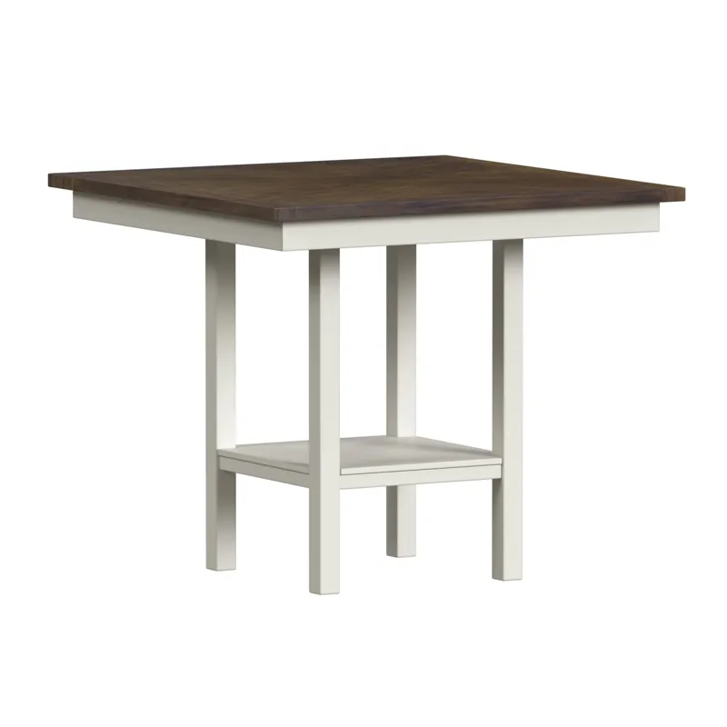 Brooks 5PC Counter Set with Table and 4 UPH Seat & Wood Back Chairs in Medium Brown & White