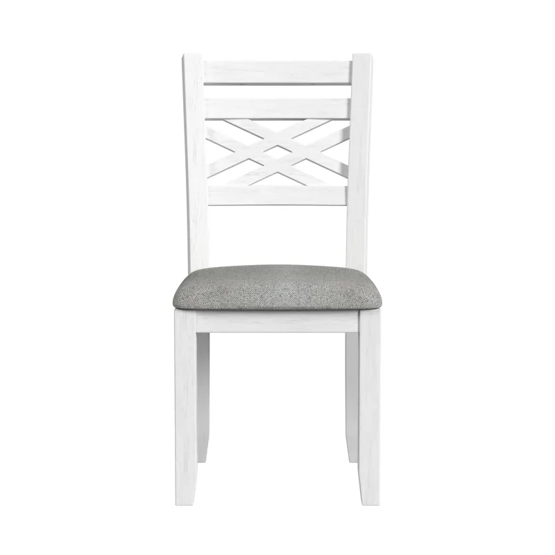 Brooks 6PC Dining Set with Table, 4 Wood Back and UPH Seat Chairs, and Bench in Medium Brown & White