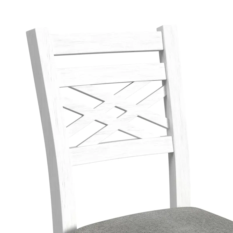Brooks 6PC Dining Set with Table, 4 Wood Back and UPH Seat Chairs, and Bench in Medium Brown & White