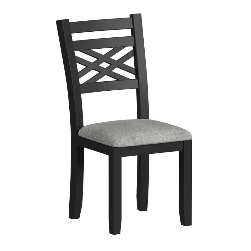 Brooks 6PC Dining Set with Table, 4 Wood Back and UPH Seat Chairs, and Bench in Medium Brown & Black