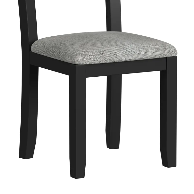 Brooks 6PC Dining Set with Table, 4 Wood Back and UPH Seat Chairs, and Bench in Medium Brown & Black