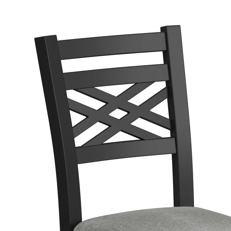 Brooks 6PC Dining Set with Table, 4 Wood Back and UPH Seat Chairs, and Bench in Medium Brown & Black