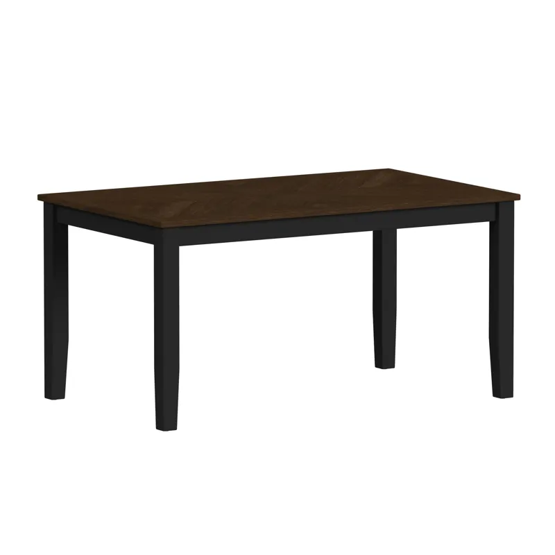 Brooks 6PC Dining Set with Table, 4 Wood Back and UPH Seat Chairs, and Bench in Medium Brown & Black