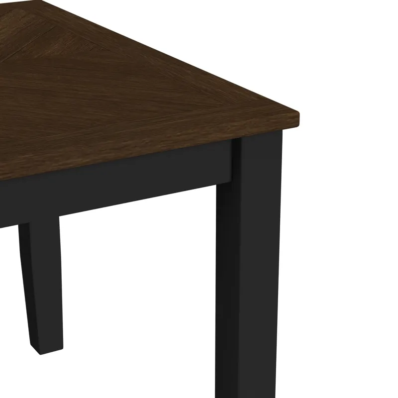 Brooks 6PC Dining Set with Table, 4 Wood Back and UPH Seat Chairs, and Bench in Medium Brown & Black