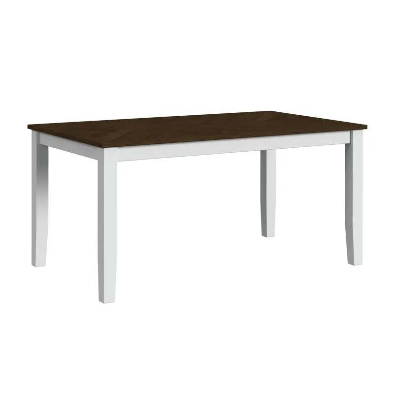 Brooks 6PC Dining Set with Table, 4 Wood Back and UPH Seat Chairs, and Bench in Medium Brown & White