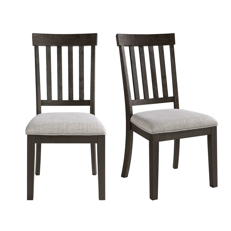 Broyhill Harley Dining Side Chair with Grey Fabric in Black