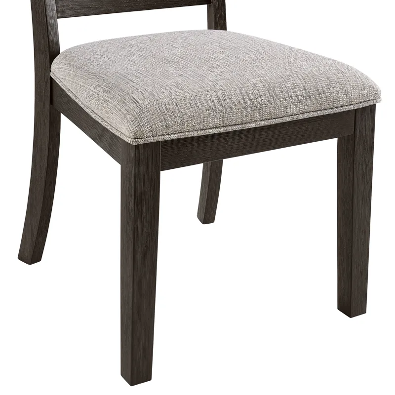 Broyhill Harley Dining Side Chair with Grey Fabric in Black