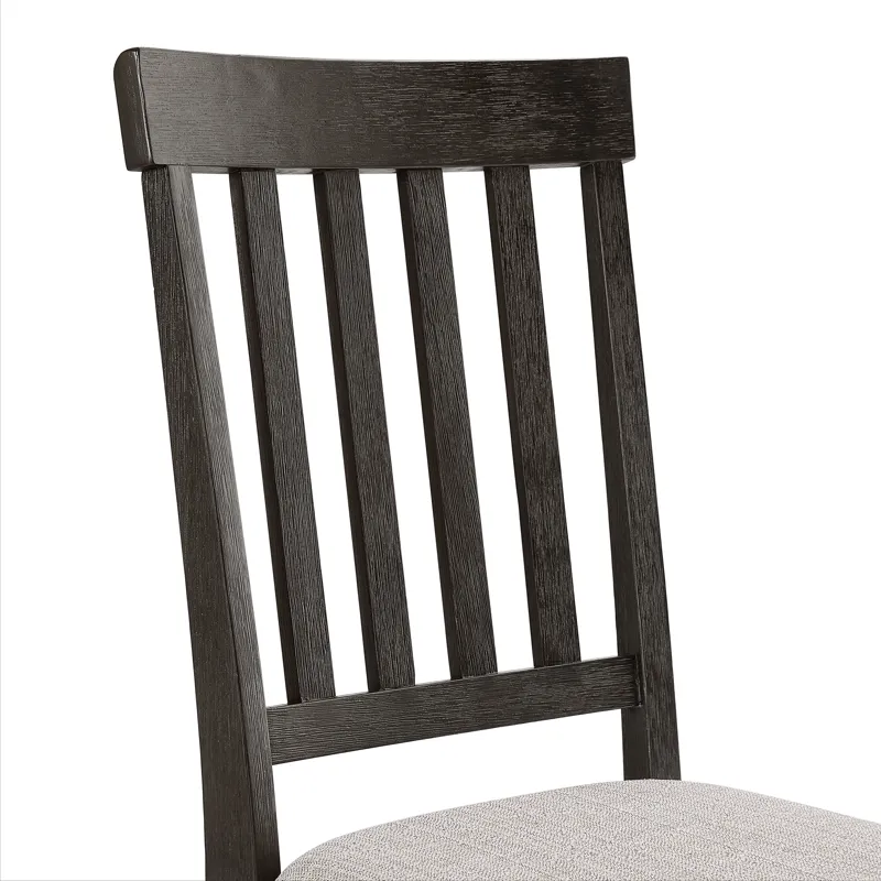 Broyhill Harley Dining Side Chair with Grey Fabric in Black