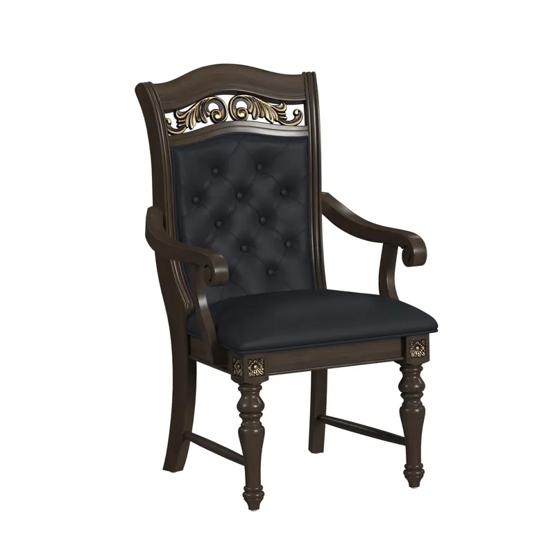 Brunswick Dining Arm Chair with Black PU in Mahogany