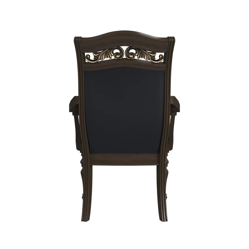 Brunswick Dining Arm Chair with Black PU in Mahogany