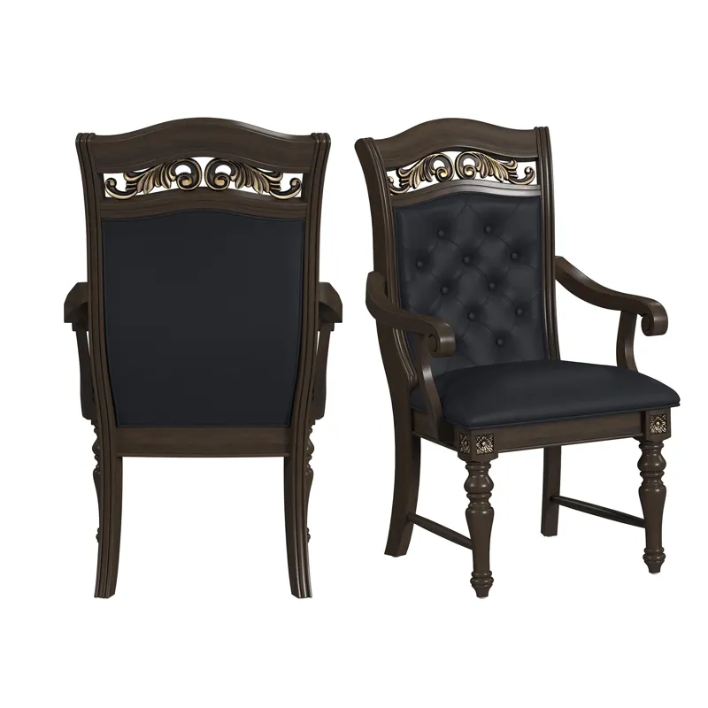 Brunswick Dining Arm Chair with Black PU in Mahogany