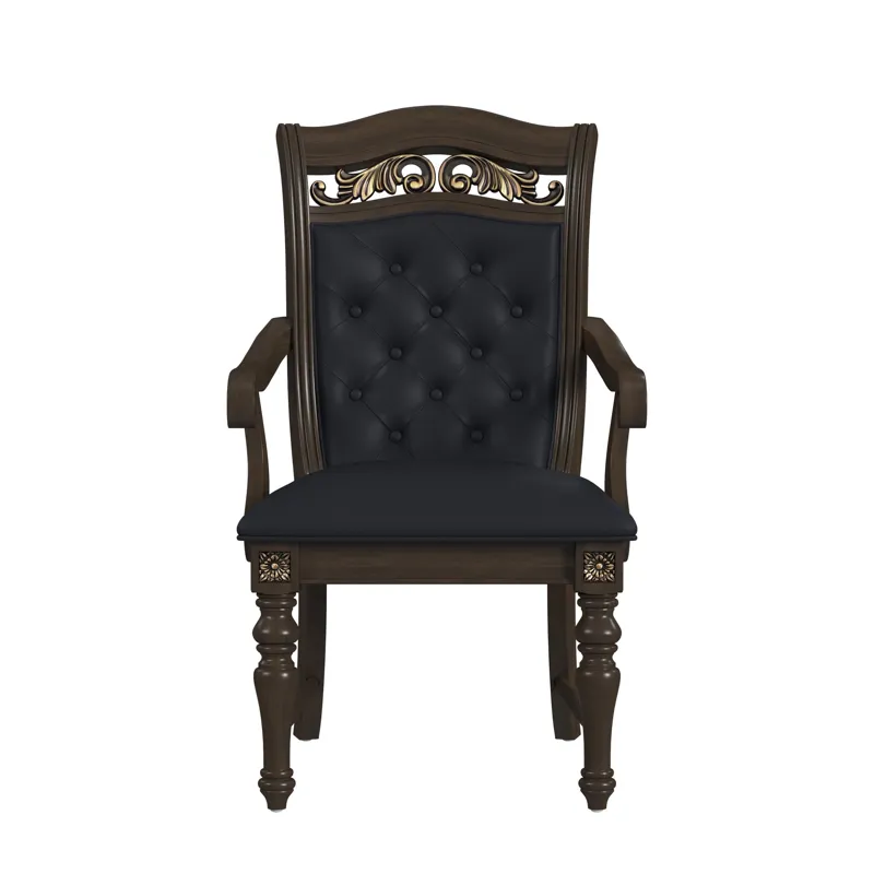 Brunswick Dining Arm Chair with Black PU in Mahogany