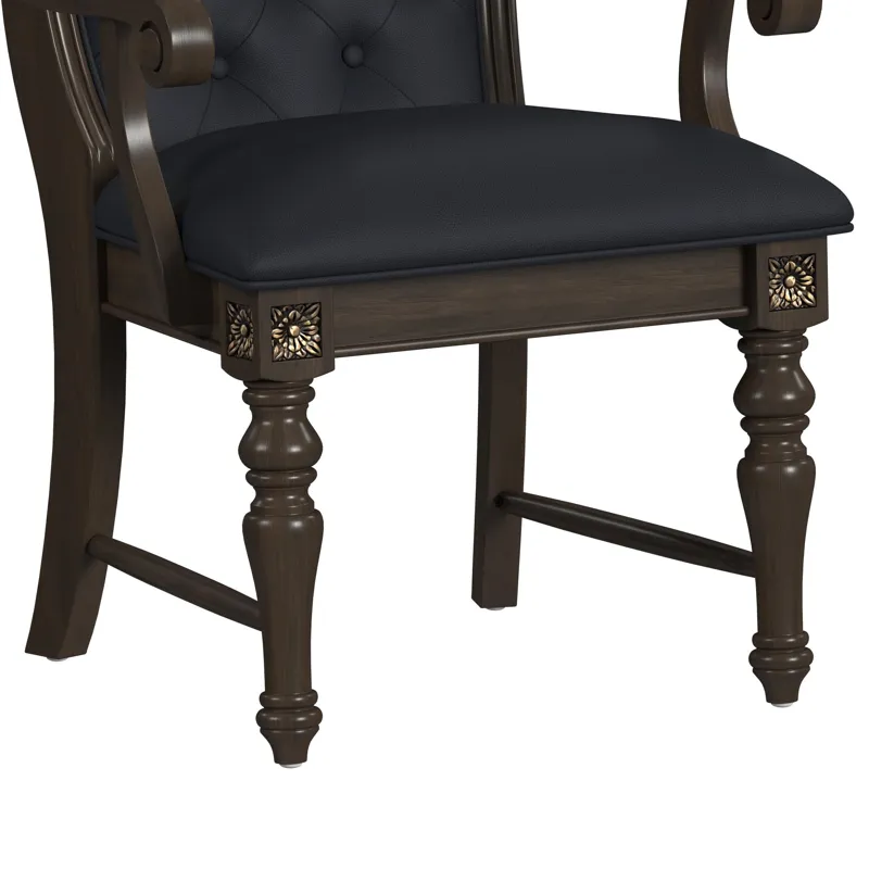 Brunswick Dining Arm Chair with Black PU in Mahogany