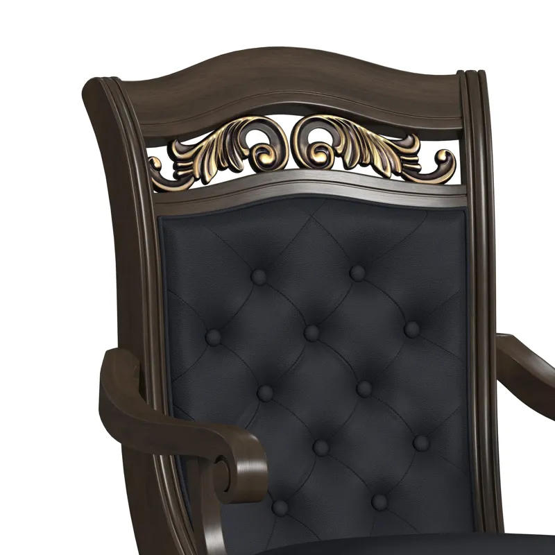 Brunswick Dining Arm Chair with Black PU in Mahogany