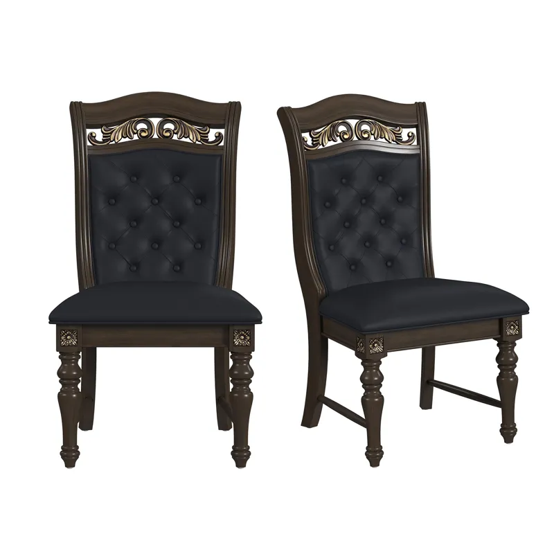Brunswick Dining Side Chair with Black PU in Mahogany