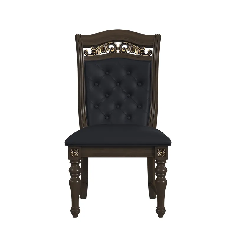 Brunswick Dining Side Chair with Black PU in Mahogany