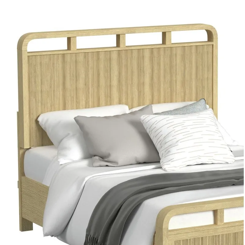 Ridgemont Full Panel Headboard and Storage Footboard with Slats in Natural