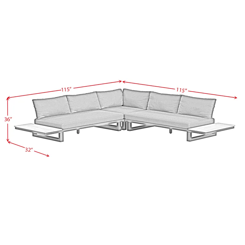 Cabana Three Piece Outdoor Living Set with Light Grey Olefin in Black