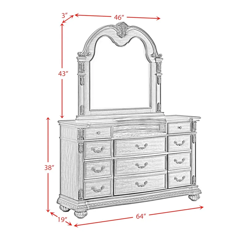 Cadenza Dresser and Mirror Set in Brown