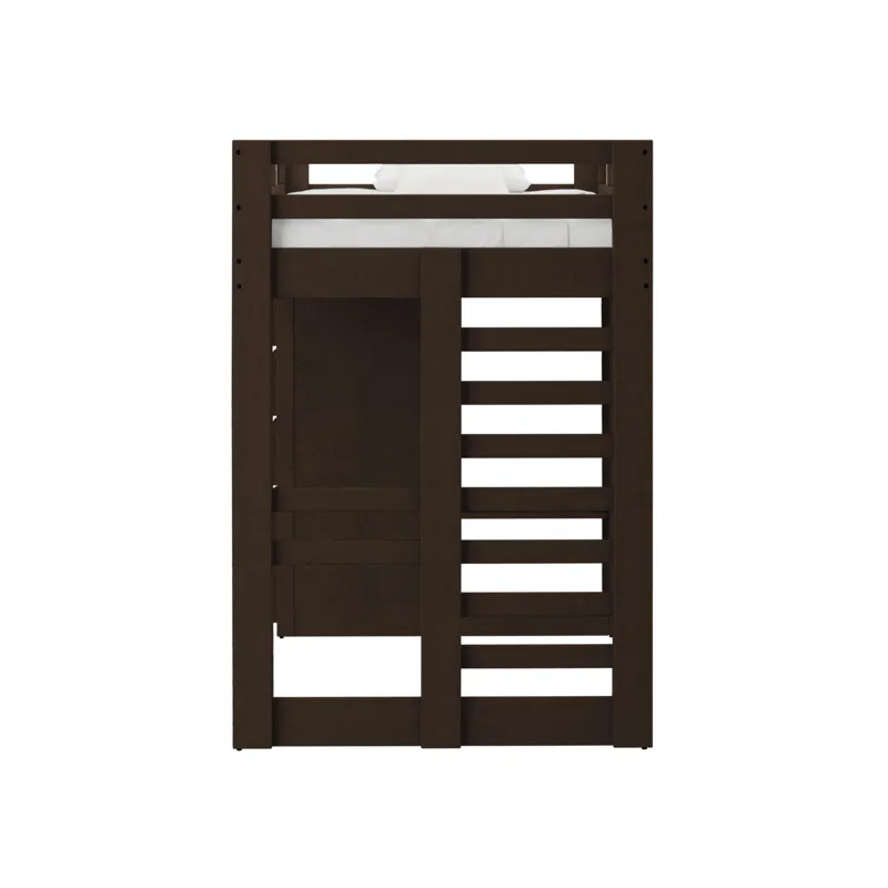 Cali Kids Complete Basic Loft Twin Bookcase Bed in Brown