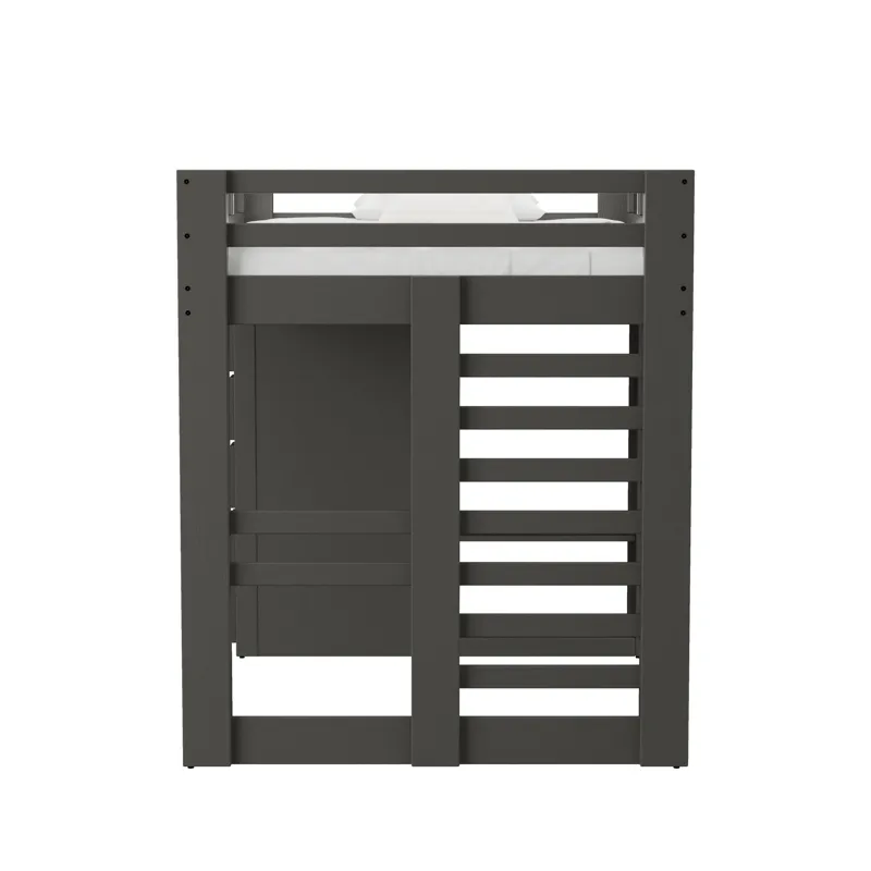 Cali Kids Complete Basic Loft Twin Bookcase Bed in Grey