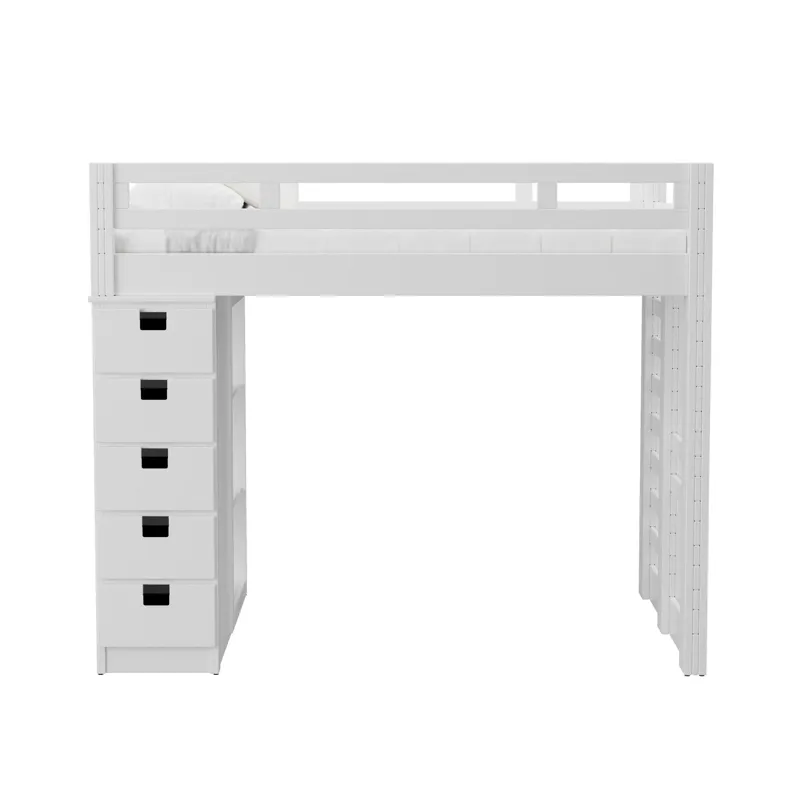 Cali Kids Complete Basic Loft Twin Bookcase Bed in White