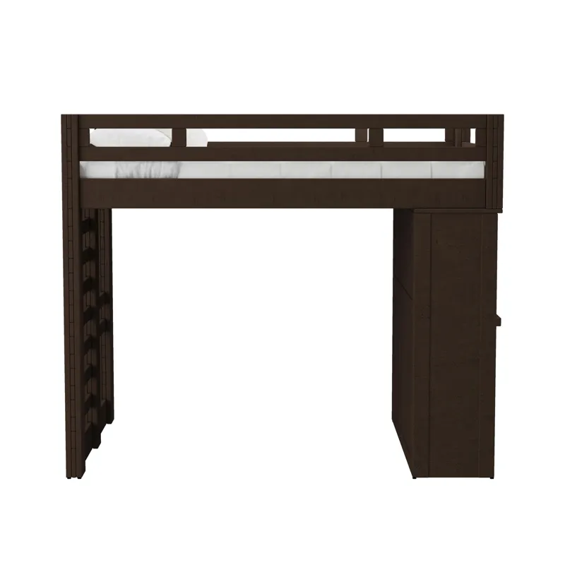Cali Kids Complete Basic Loft Twin Desk Bed in Brown