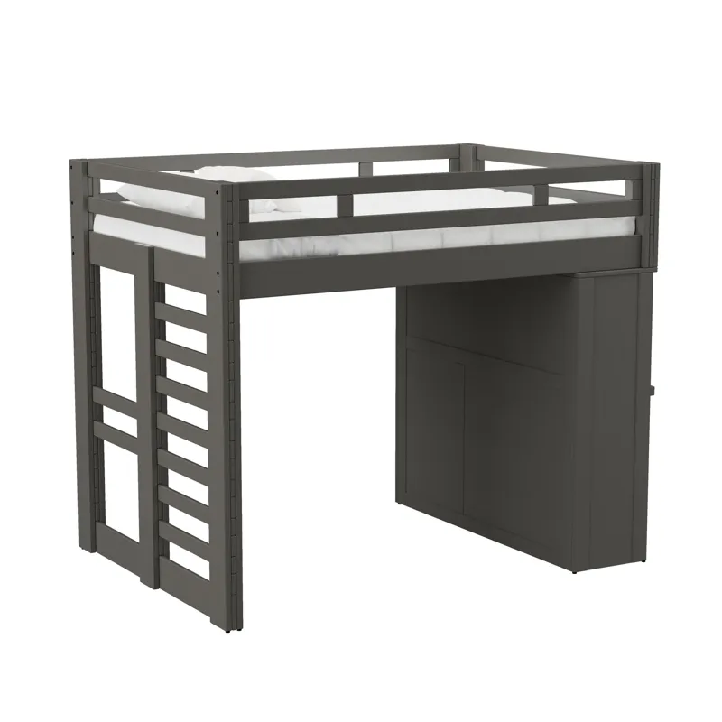 Cali Kids Complete Basic Loft Twin Desk Bed in Grey