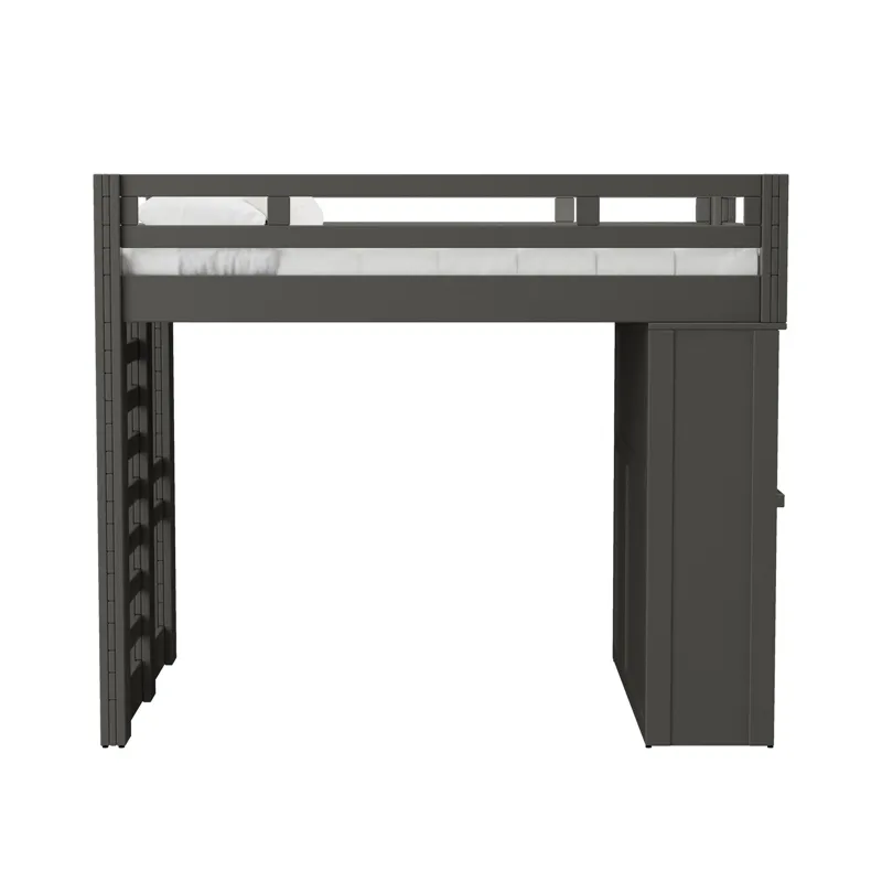 Cali Kids Complete Basic Loft Twin Desk Bed in Grey
