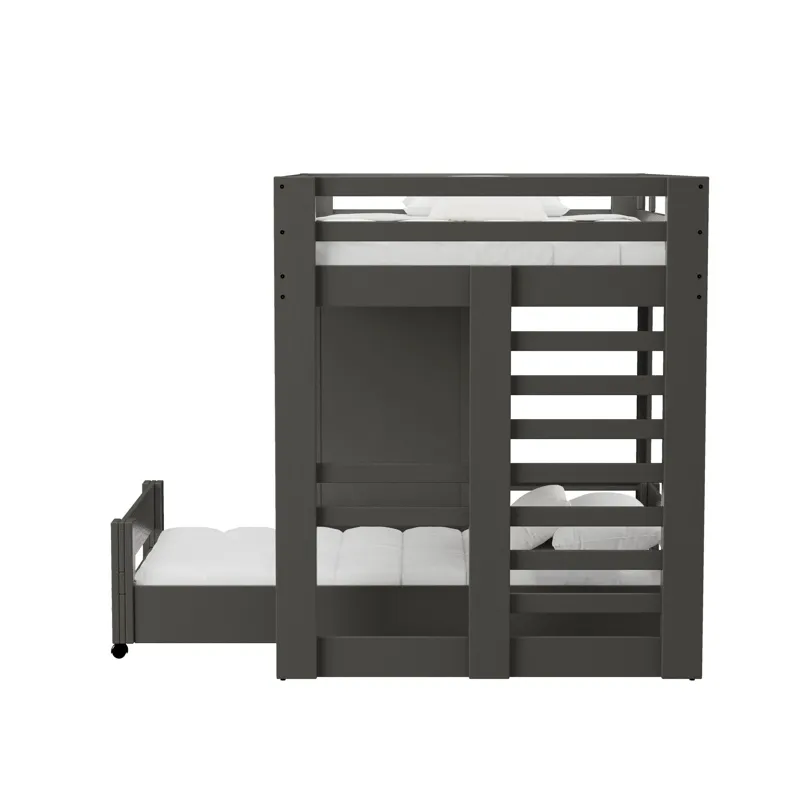 Cali Kids Complete Basic Loft Twin Over Twin Bookcase Bed in Grey