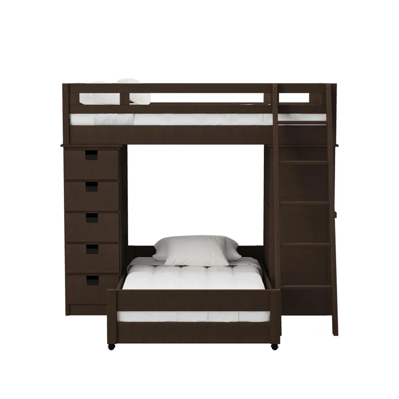 Cali Kids Complete Super Loft Twin Over Twin Bed in Brown