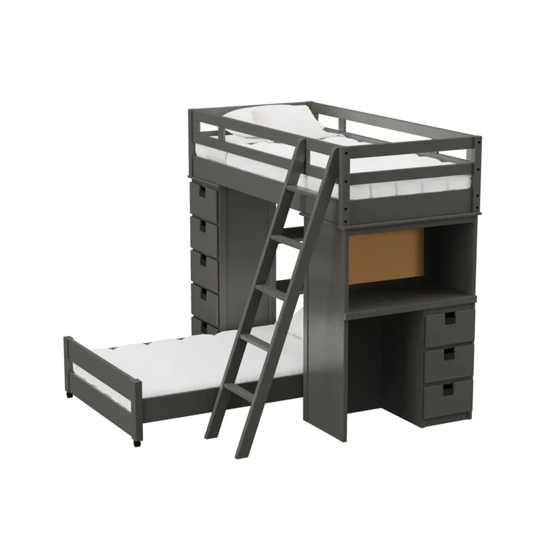 Cali Kids Complete Super Loft Twin Over Twin Bed in Grey