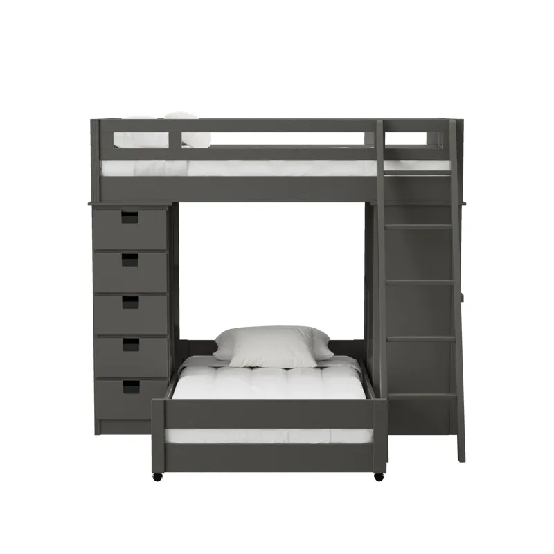 Cali Kids Complete Super Loft Twin Over Twin Bed in Grey