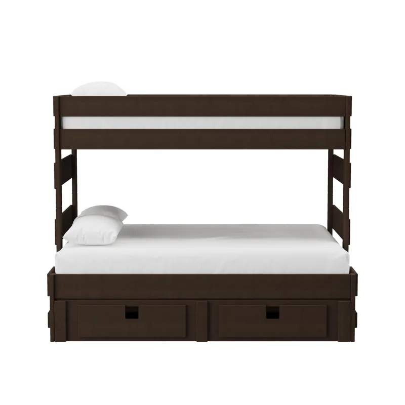 Cali Kids Complete Twin Over Full Bunk With Trundle in Brown