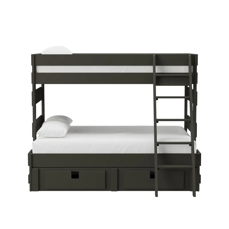Cali Kids Complete Twin Over Full Bunk With Ladder and Trundle in Grey