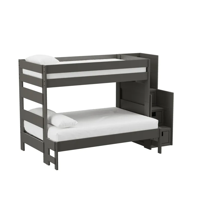 Cali Kids Complete Twin Over Full Bunk With Staircase in Grey