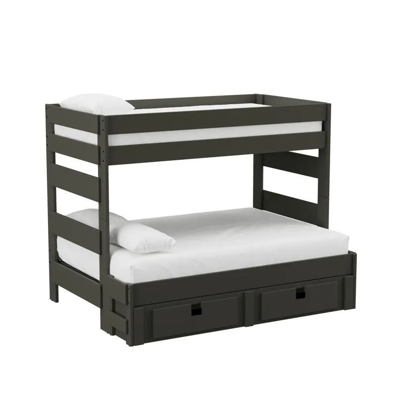 Cali Kids Complete Twin Over Full Bunk With Trundle in Grey