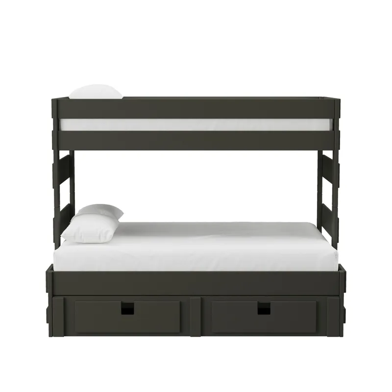 Cali Kids Complete Twin Over Full Bunk With Trundle in Grey