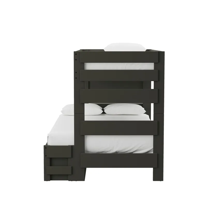 Cali Kids Complete Twin Over Full Bunk With Trundle in Grey