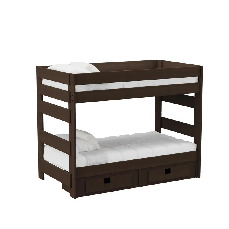 Cali Kids Complete Twin Over Twin Bunk With Trundle in Brown