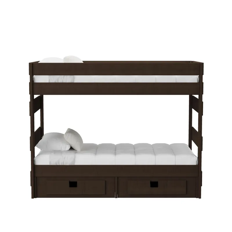 Cali Kids Complete Twin Over Twin Bunk With Trundle in Brown