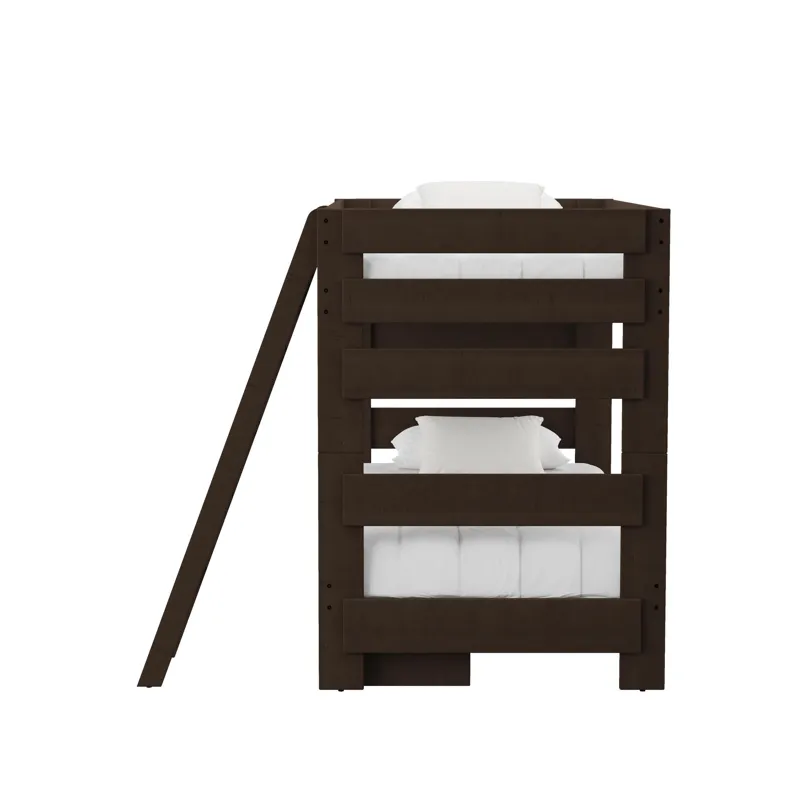 Cali Kids Complete Twin Over Twin Bunk With Ladder and Trundle in Brown