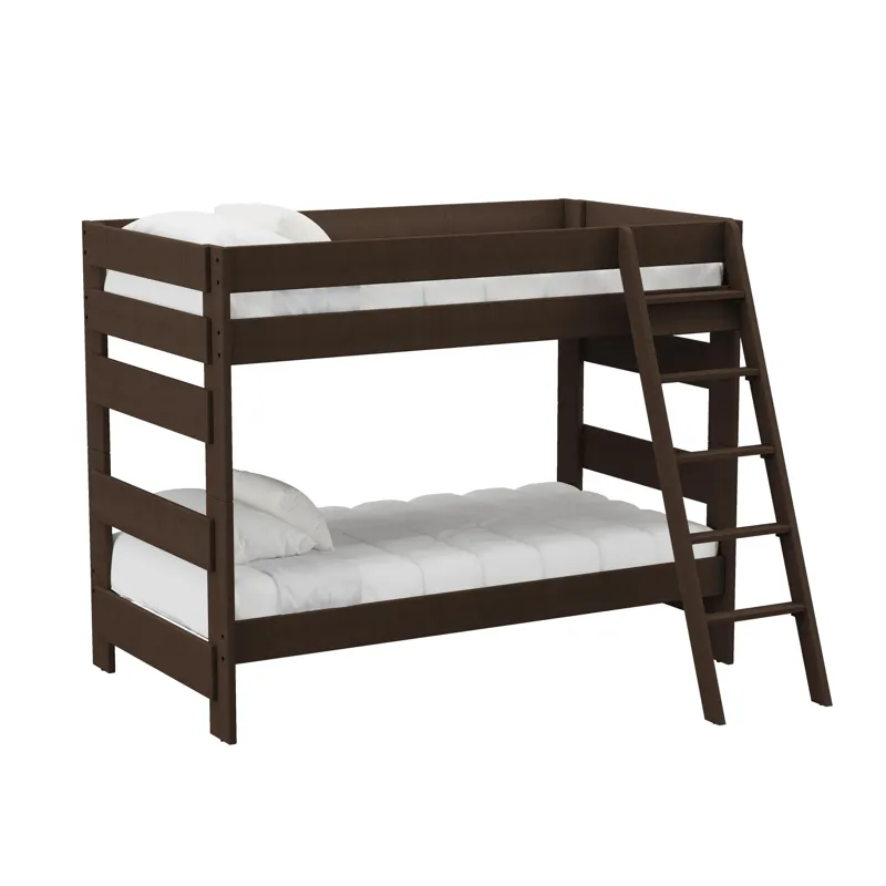 Cali Kids Complete Twin Over Twin Bunk With Ladder in Brown
