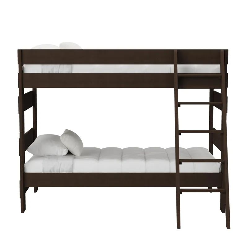 Cali Kids Complete Twin Over Twin Bunk With Ladder in Brown