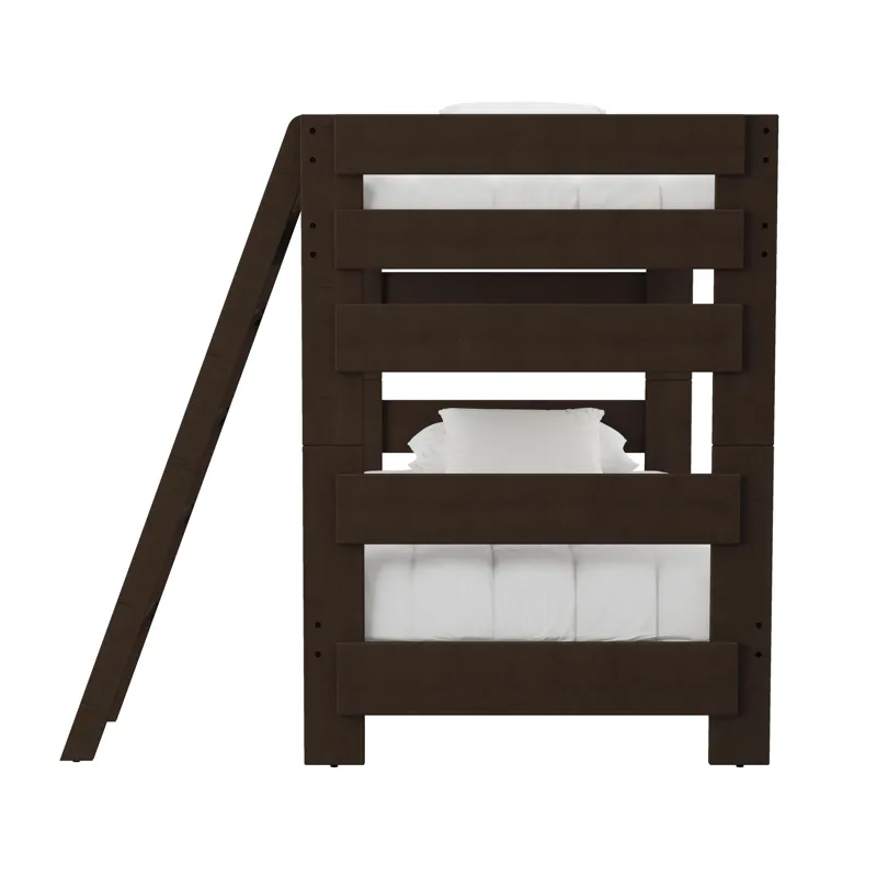 Cali Kids Complete Twin Over Twin Bunk With Ladder in Brown